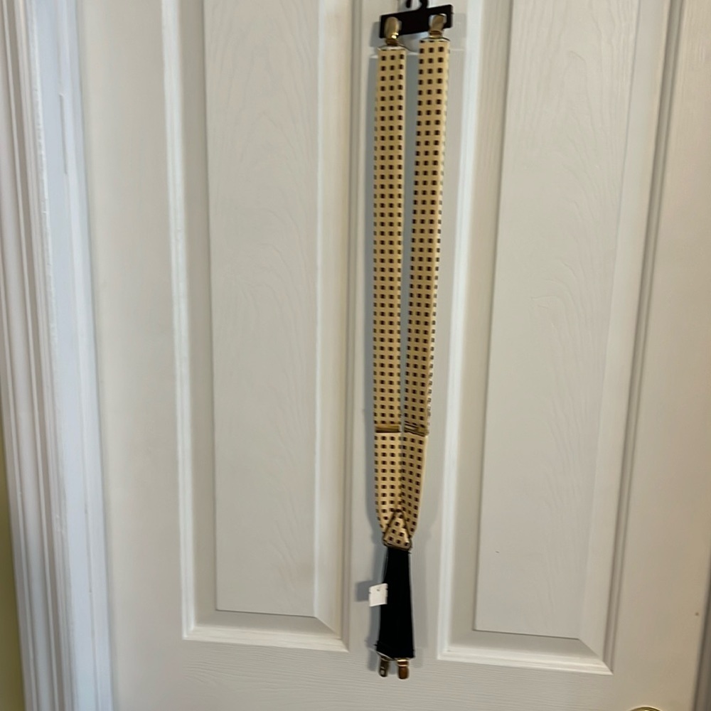 John Henry Men’s suspenders.  Yellow print, adjustable size.